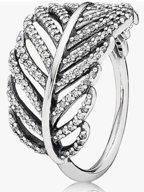 Pandora Silver Leaf Pavé Ring